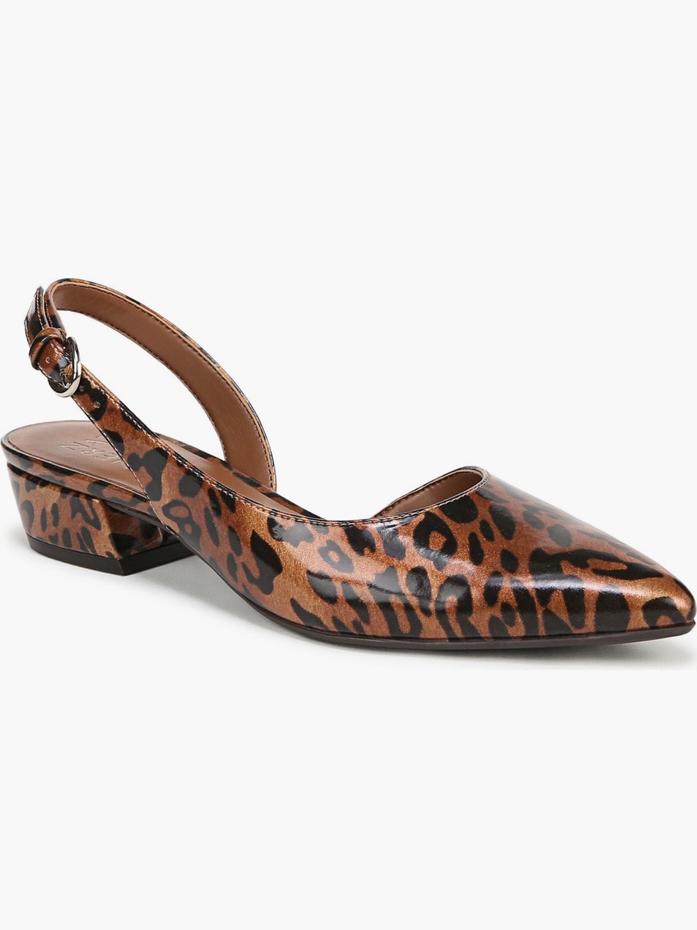 Naturalizer Banks Leopard-Print Slingback Pointed-Toe Flats Brown and Black 7W